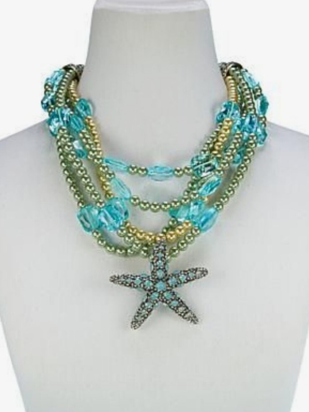 Heidi Daus "Sea-ing Stars" Multi-Strand Crystal Starfish Necklace - NWOB